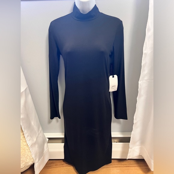 Leith NWT black straight soft dress casual sz S everyday dress goth - Picture 2 of 3